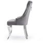 Chaise de salle à manger moderne en velours gris capitonné