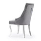 Chaise de salle à manger moderne en velours gris capitonné