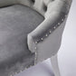 Chaise de salle à manger moderne en velours gris capitonné