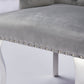 Chaise de salle à manger moderne en velours gris capitonné