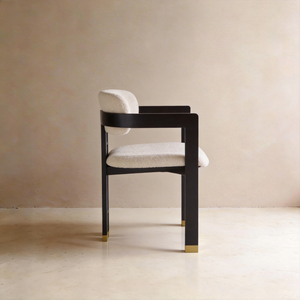 AIKO Modern Cream Fleece Dining Chair with Black Wooden Frame & Gold Foot Caps
