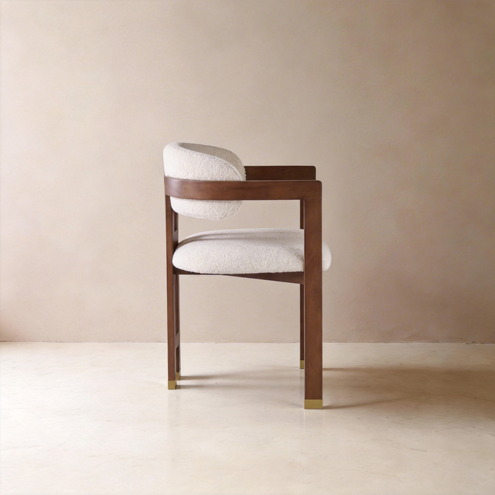 AIKO Mid-Century Modern Walnut Wooden Fleece Dining Chair