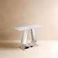 Arden Silver Console Table – Diamond-Cut Sculptural Entryway Piece with Marble Top