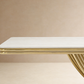 Table with travertine top and gold metal frame