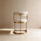 Modern Beige Velvet Dining Chair with Matt Gold Metal Frame