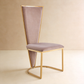 Honeycomb High-Back Dining Chair with Velvet Upholstery & Polished Gold Frame