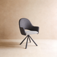 Swivel Accent Chair with Auto-Return – Dual-Tone Leather & Linen Upholstery