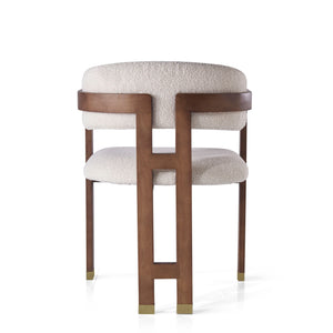AIKO Mid-Century Modern Walnut Wooden Bouclé Dining Chair