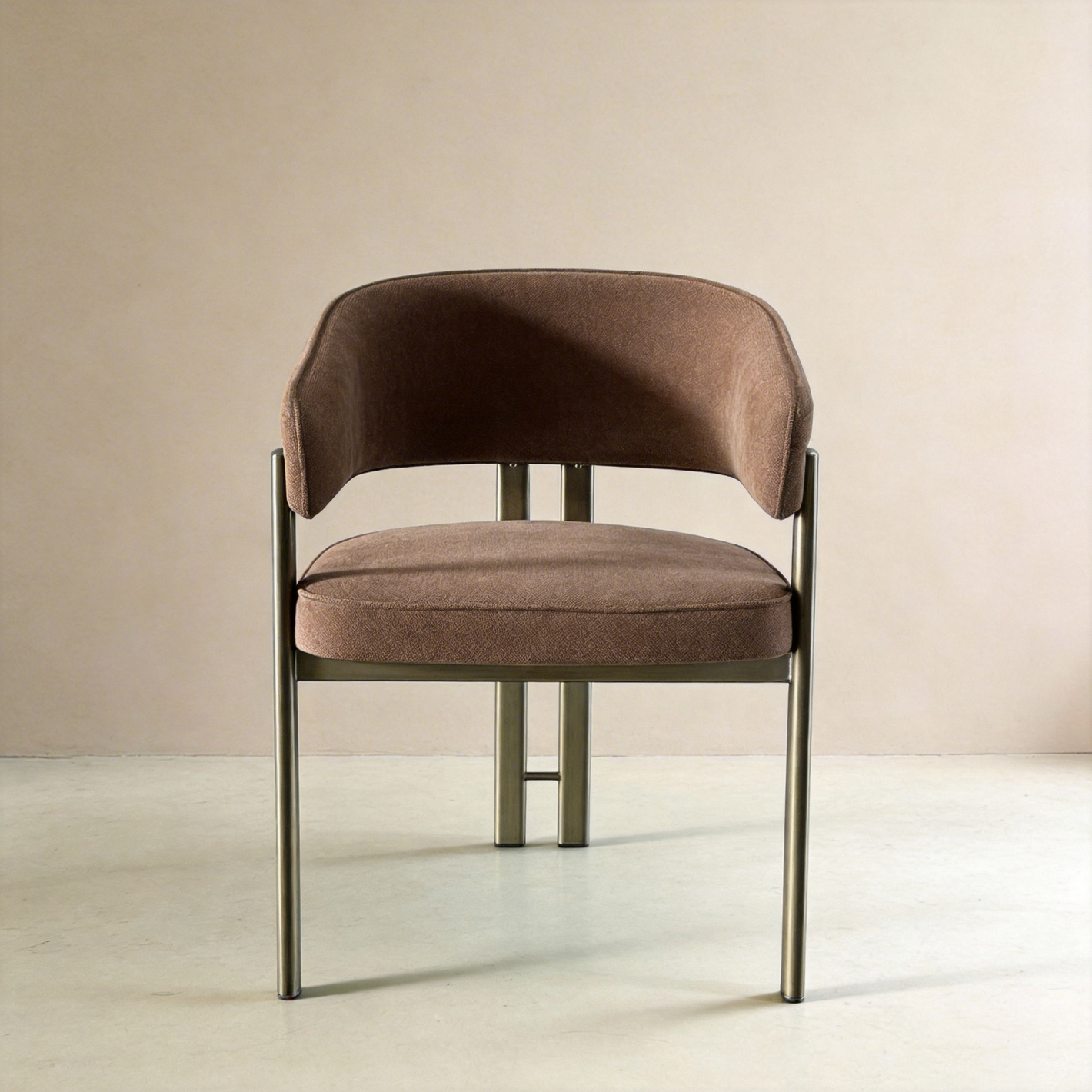 Modern Mocha Velvet Dining Chair with Bronze Metal Frame