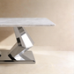Arden Diamond-Inspired Coffee Table with White Marble Top & Polished Silver Stainless Steel Base