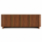 KIRA Modern Travertine Sintered Stone Buffet with Walnut Veneer & Matt Gold Accents
