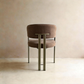 Modern Mocha Velvet Dining Chair with Bronze Metal Frame