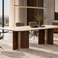 KIRA Modern Sintered Stone Dining Table with Walnut & Matt Gold Accents