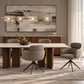 KIRA Modern Travertine Sintered Stone Buffet with Walnut Veneer & Matt Gold Accents