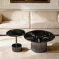 Modern Luxury Marble Black Titaminum SS Coffee Table Set