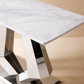 Arden Silver Console Table – Diamond-Cut Sculptural Entryway Piece with Marble Top