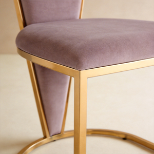 Honeycomb High-Back Dining Chair with Velvet Upholstery & Polished Gold Frame