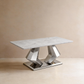 Arden Diamond-Inspired Coffee Table with White Marble Top & Polished Silver Stainless Steel Base