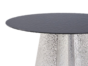 Modern Sleek Silver Black Water Glass Design Dining Table
