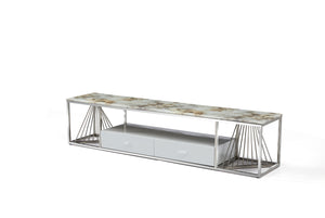 Modern Marble TV Stand With Drawer