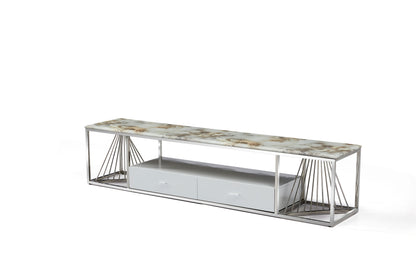 Modern Marble TV Stand With Drawer
