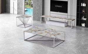 Ensemble table basse et table d'appoint en marbre moderne