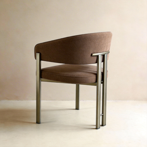 Modern Mocha Velvet Dining Chair with Bronze Metal Frame