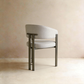 Modern Cream Linen Dining Chair with Bronze Metal Frame