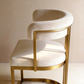 Modern Beige Velvet Dining Chair with Matt Gold Metal Frame