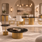 Alva Luxury Gold Black Sand Marble Dining Table