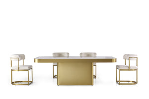 Matt Gold Luxury Dining Table With Sintered Stone Top