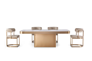 Matt Rose Gold Luxury Dining Table For Banquet