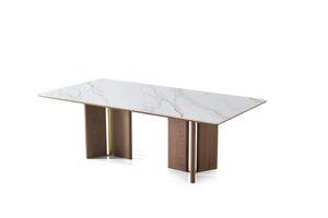 Torin Luxury Modern Walnut Gold Dining Table