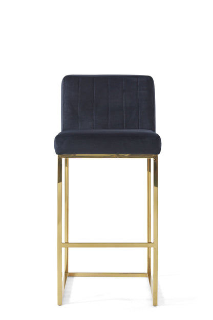 Modern Luxury Gold Black Velvet Bar Stools