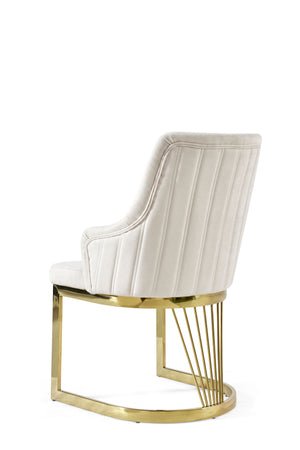 SKYE Modern Luxury Gold Pearl White Fabric Dining Chair