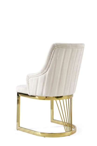 SKYE Modern Luxury Gold Pearl White Fabric Dining Chair