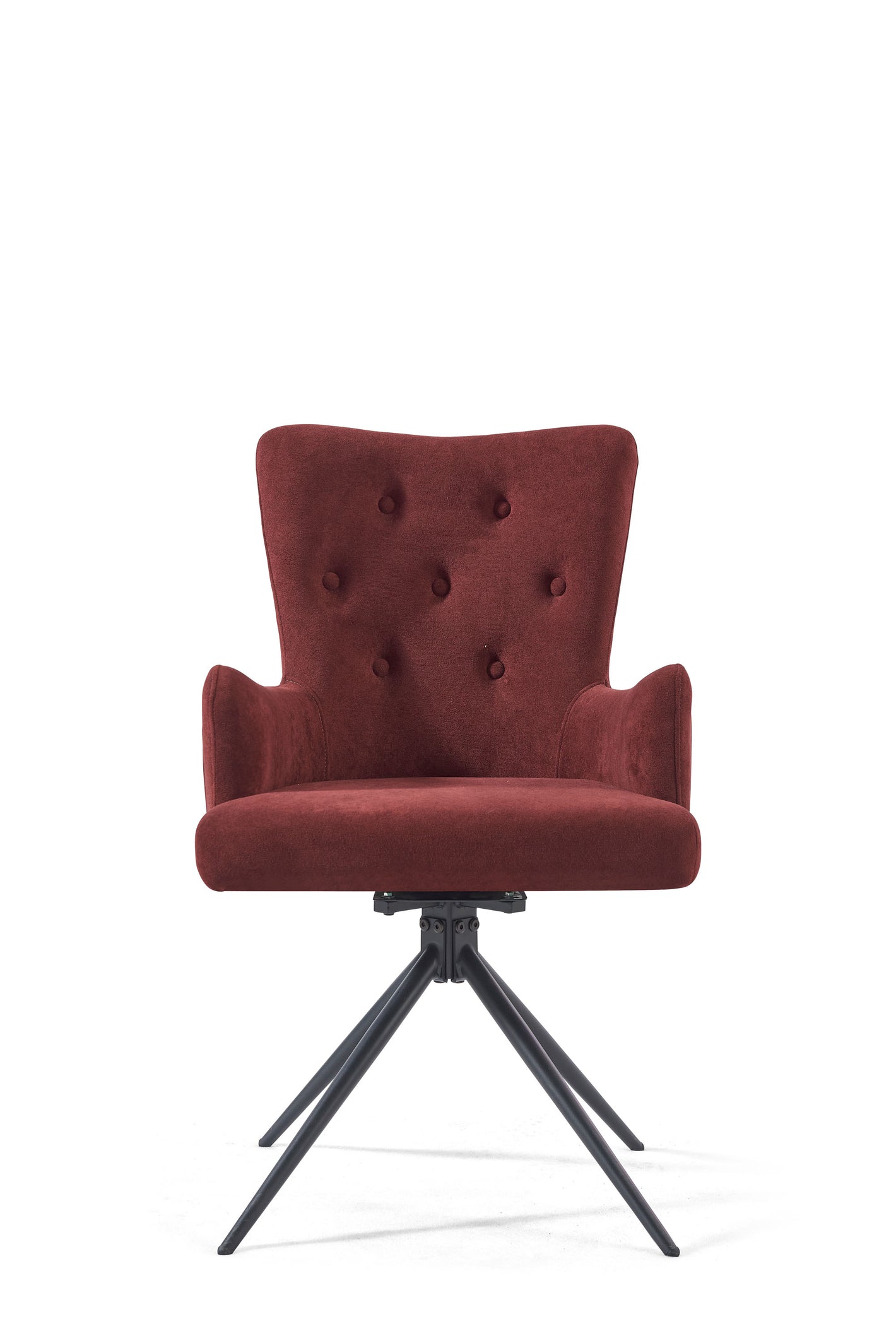 Modern Luxury Red Velvet Black Sand Finish Dining Chair