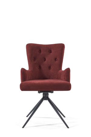 Modern Luxury Red Velvet Black Sand Finish Dining Chair