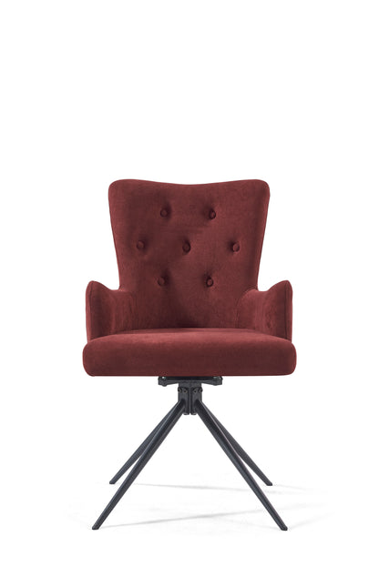 Modern Luxury Red Velvet Black Sand Finish Dining Chair