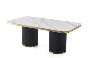 LUNE Luxury Modern Gold Black Dining Table Set
