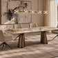 Modern Luxury Sintered Stone Dining Table with Cross Brushed Copper Finish