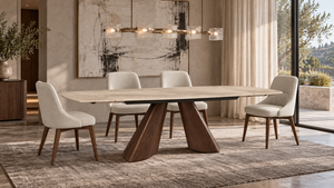Modern Luxury Sintered Stone Solid Wood Dining Table
