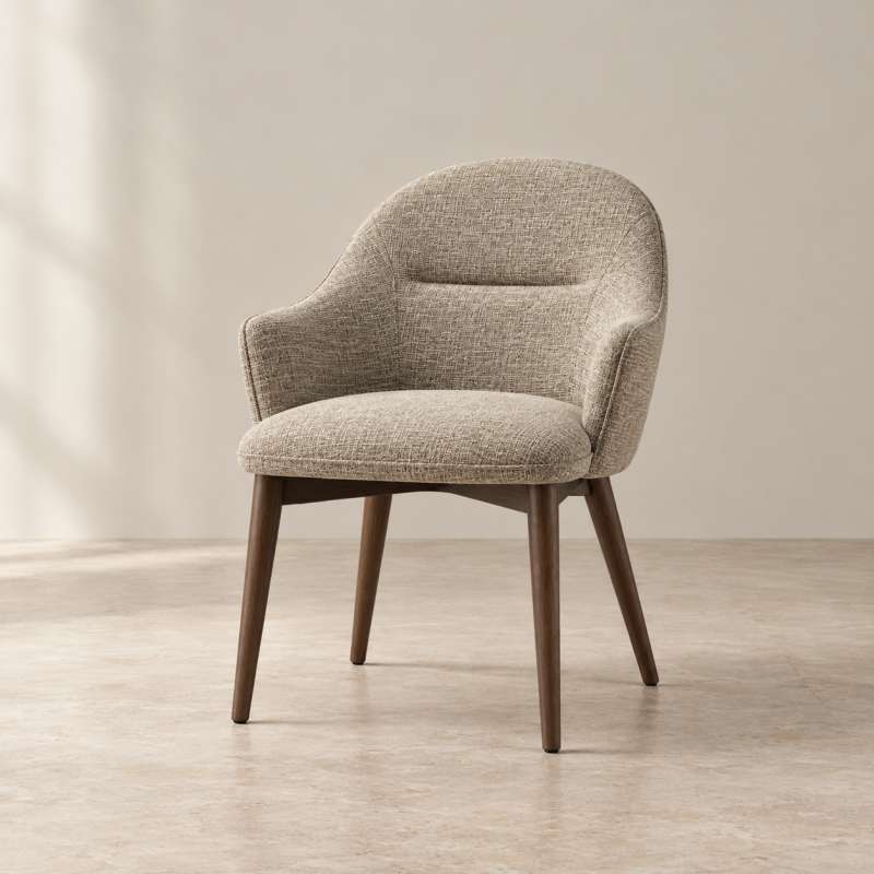 Luxury Fabric Upholstered Solid Wood Dining Chair