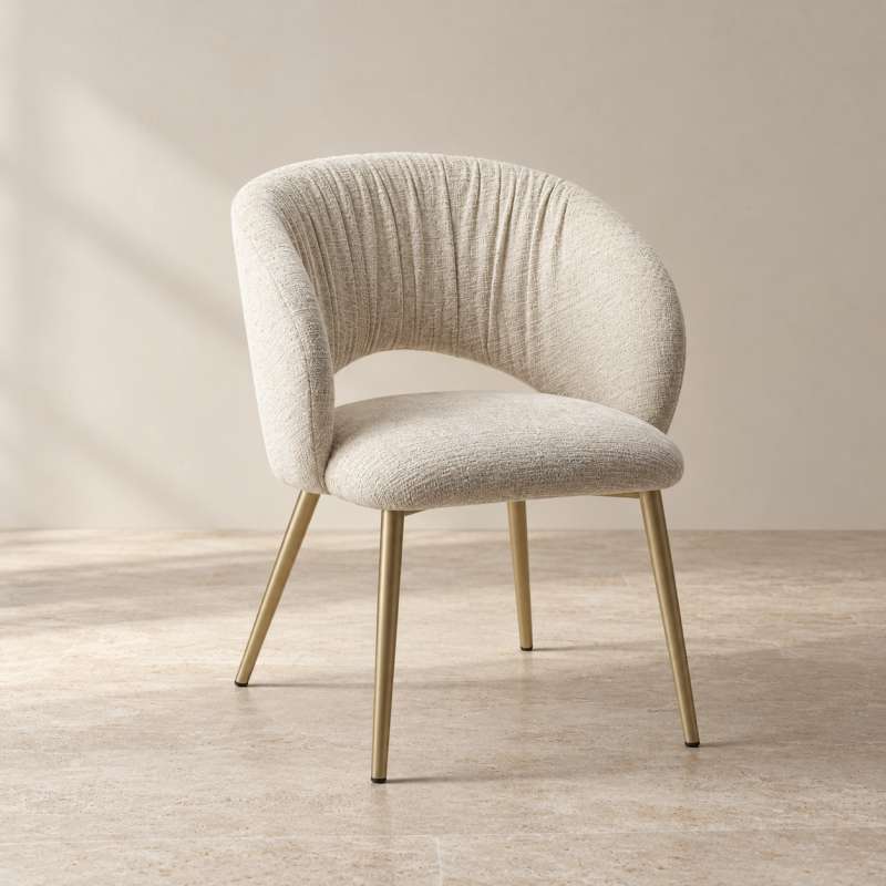 Luxury Fabric Upholstered Champagne Gold Dining Chair