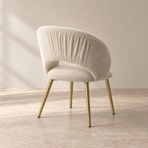 Luxury Fabric Upholstered Champagne Gold Dining Chair