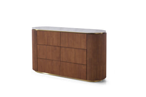 LUNE Modern Walnut Wood Sideboard With Sintered Stone Top