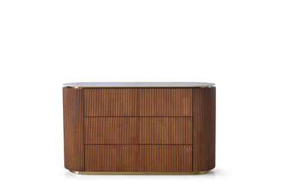 LUNE Modern Walnut Wood Sideboard With Sintered Stone Top