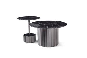 Modern Luxury Marble Black Titaminum SS Coffee Table Set
