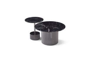 Modern Luxury Marble Black Titaminum SS Coffee Table Set