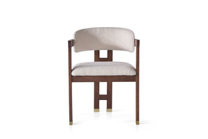 AIKO Mid-Century Modern Walnut Wood Fleece Dining Chair